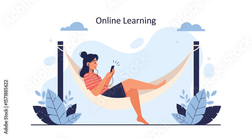 Enjoying The Benefits Of Online Education And Relaxing In Hammock For Summer