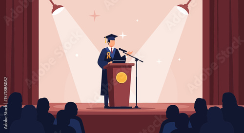 Graduate Delivers Inspiring Speech At Graduation Ceremony With Stage Illumination