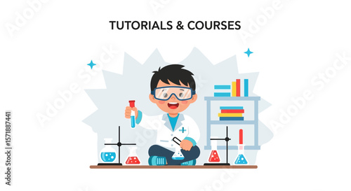 Enthusiastic Young Scientist Discovering Science Through Online Education And Tutorials