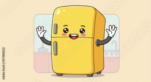 Happy Refrigerator Mascot Giving Thumbs Up