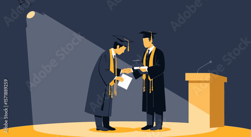 Graduation Ceremony Celebrating Academic Achievement With Certificate Presentation Milestone