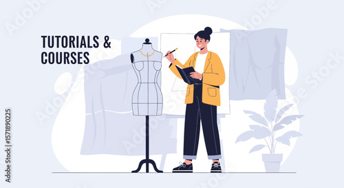 Fashion Designer Creating a New Collection With a Mannequin And Designs