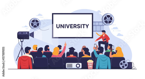 Educational Film Screening Attracts Attentive Students In University Auditorium