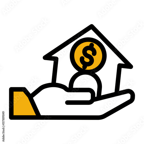 Real Estate Property Loan Icon from Accounting Icon Collection (Outline Color Lineal Style)