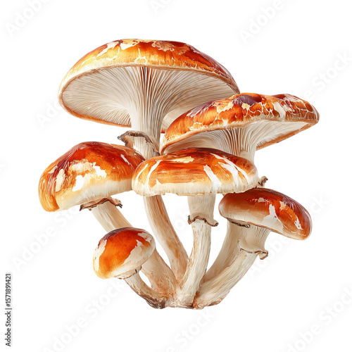 A cluster of brown mushrooms growing together, a great food ingredient in the forest