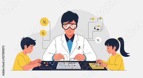 Electrical Engineering Lessons With Young Students Involving Circuit Boards