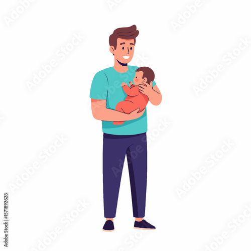 A father holding his baby in a warm and caring embrace at home, expressing love, trust, and emotional connection