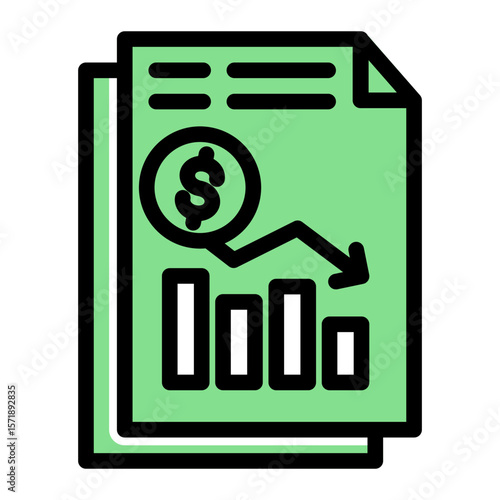 Economic Recession Decline Icon from Accounting Icon Collection (Solid Color Lineal Style)