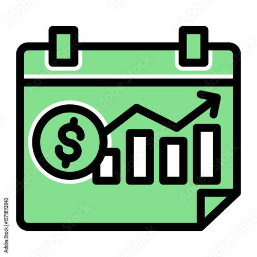 Revenue Period Calendar Icon from Accounting Icon Collection (Solid Color Lineal Style)