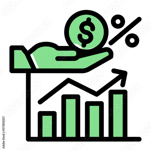 Loan Debt Revenue Icon from Accounting Icon Collection (Solid Color Lineal Style)