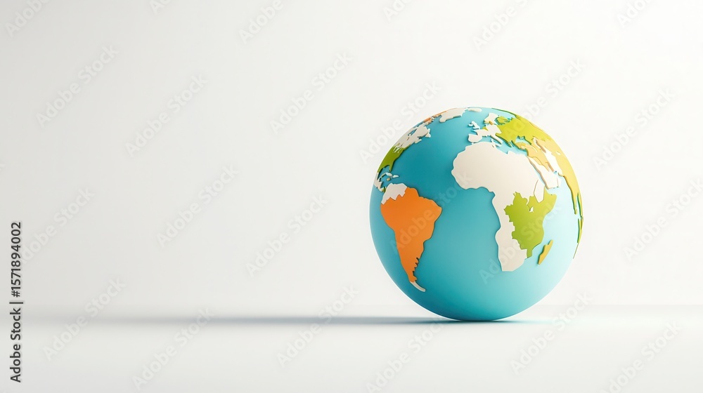 Fototapeta premium Global earth model computer graphics digital representation minimalist style close-up view environmental awareness