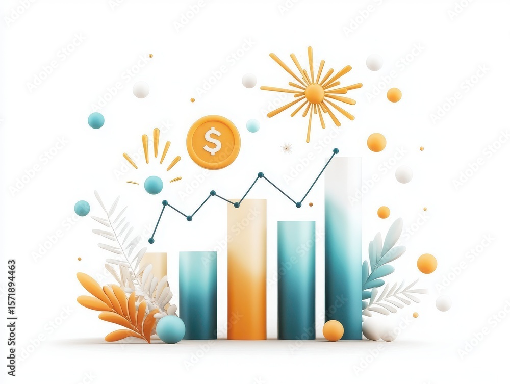 Fototapeta premium Market growth analysis business sector infographic visualization abstract environment graphical viewpoint economic trends