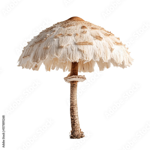 A Parasol mushroom in macro view. A detailed look at the unique texture and form of the mushroom