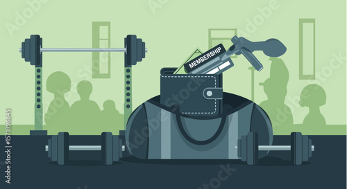 Gym Essentials Illustration For Fitness Enthusiasts With Membership And Accessories
