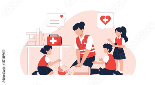 Practical First Aid Training Session For Schoolchildren Emergency Preparedness