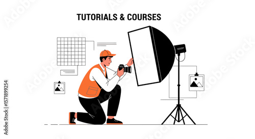 Professional Photographer Capturing Images With Lighting Equipment In Studio