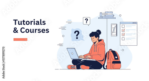 Woman Seeking Online Education Using A Laptop For Remote Learning Courses