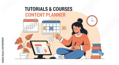 Woman Working On Content Calendar For Social Media Planning Strategy At Home