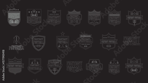 Monochrome Sport Emblem Fantasy Football Logos Collection for American Football Branding Design