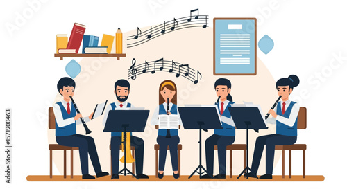 Symphony Of Learning Young Musicians Performing In School Orchestra Ensemble