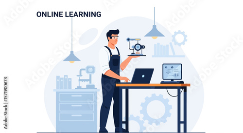 Inventor Engineering Robotics Project From Home With Online Learning Concept