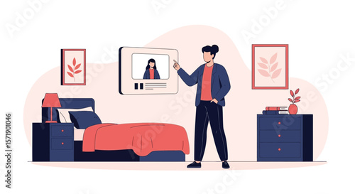 Young Entrepreneur Meeting Online In A Home Setting Is Remotely Communicating