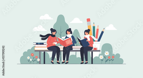 Reading Together Enjoying Nature's Embrace and Artistic Inspiration For Learning