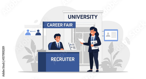 Recruiting Professionals At University Career Event Promoting Job Opportunities
