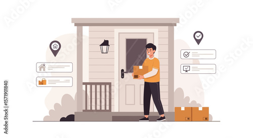 Last Mile Delivery With Parcel Tracking Technology And Confirmation Concept