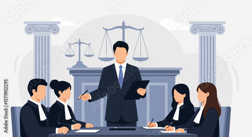 Legal Team Meeting About a Case Strategy Or Legal Opinion Concept