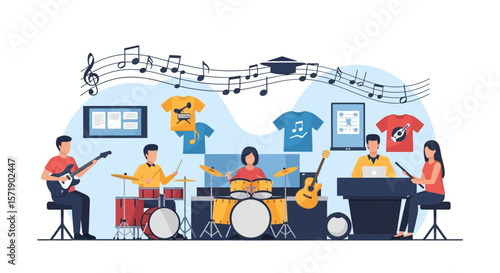 Live Music Performance By Diverse Group Of Talented Musicians On Musical Instruments