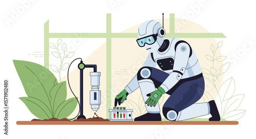 Robot Conducting Plant Experimentation For Sustainable Agriculture Solution And Innovation