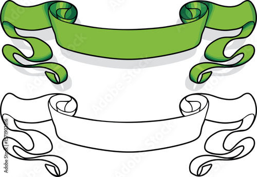 Green and White Scroll Banners  Elegant Design Elements for Digital Projects