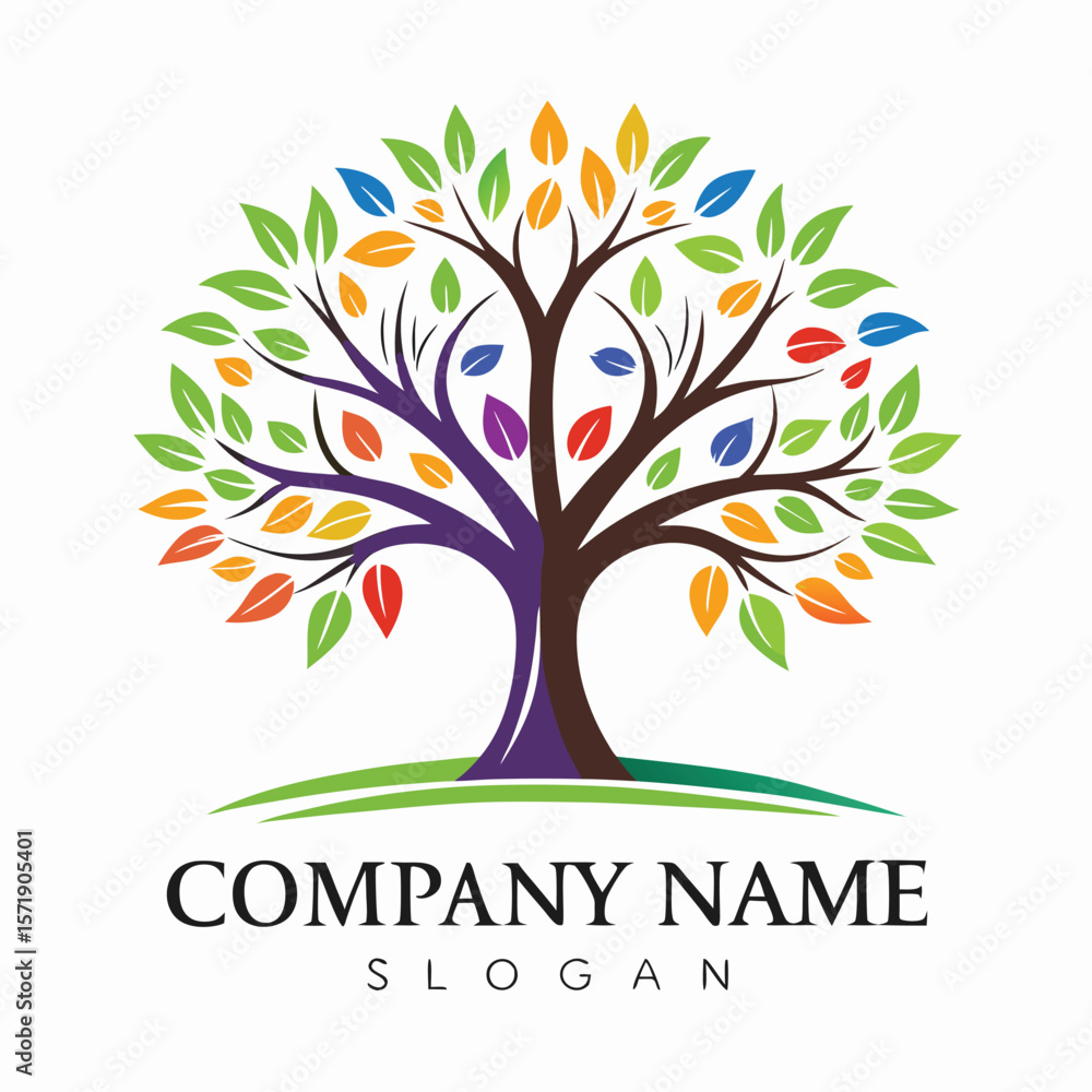 Obraz premium Colorful tree logo design