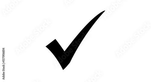 A black check mark, symbolizing success and approval, isolated on white background