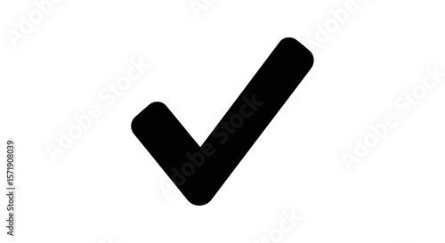 A simple black check mark isolated on white background indicates approval and positive confirmation
