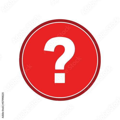 A white question mark inside a red circle isolated on white background signifies uncertainty