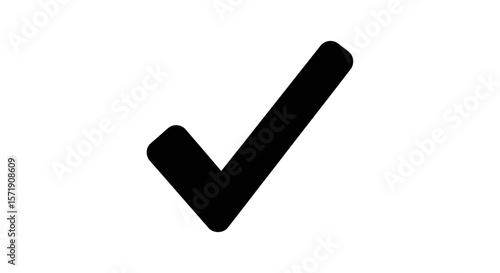 A black check mark symbolizes success and approval isolated on white background