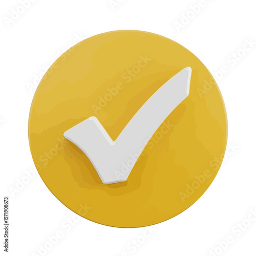 A white check mark sits on a gold circle, indicating approval and validation