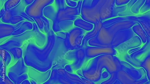 Abstract blue and green fluid patterns creating a vibrant and dynamic background effect