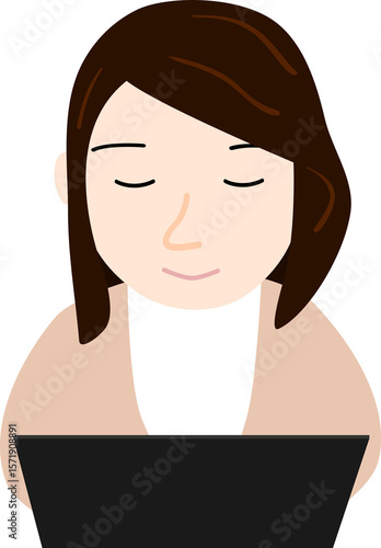 すましている女性