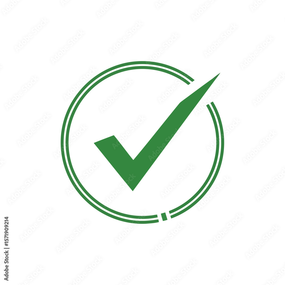 A green check mark inside a green circle isolated on white background A green check mark inside a green circle isolated on white background