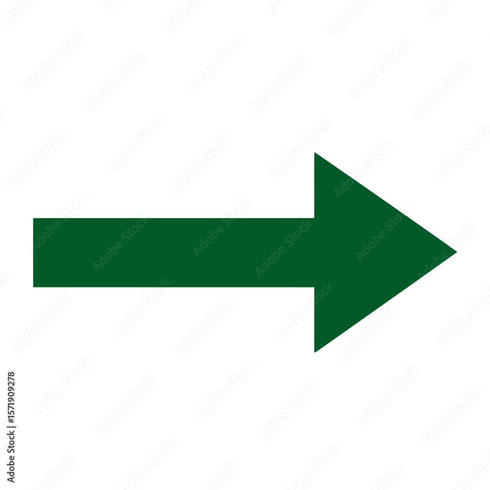 A green arrow pointing to the right, isolated on white background, indicating direction and movement A green arrow pointing to the right, isolated on white background, indicating direction and movement