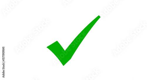 A green check mark is isolated on white background
