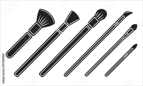 Makeup brushes collection beauty tools cosmetic applicators