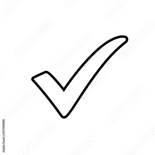 A black outline of a check mark, isolated on white background