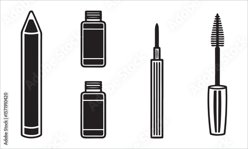 Makeup tools and bottles cosmetic pencil
