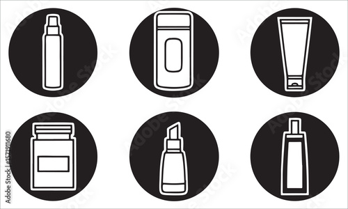 Various cosmetic containers and applicators bottle