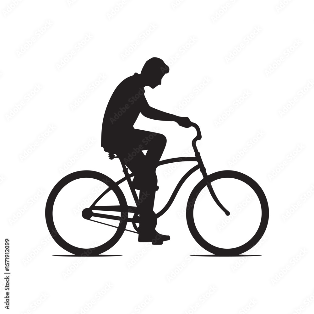 Obraz premium Silhouette of a person riding a bicycle on a white background