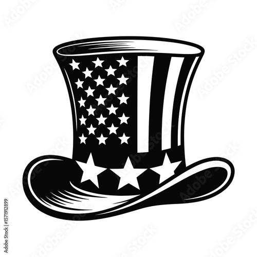 Uncle sam top hat with stars and stripes design for patriotic celebrations